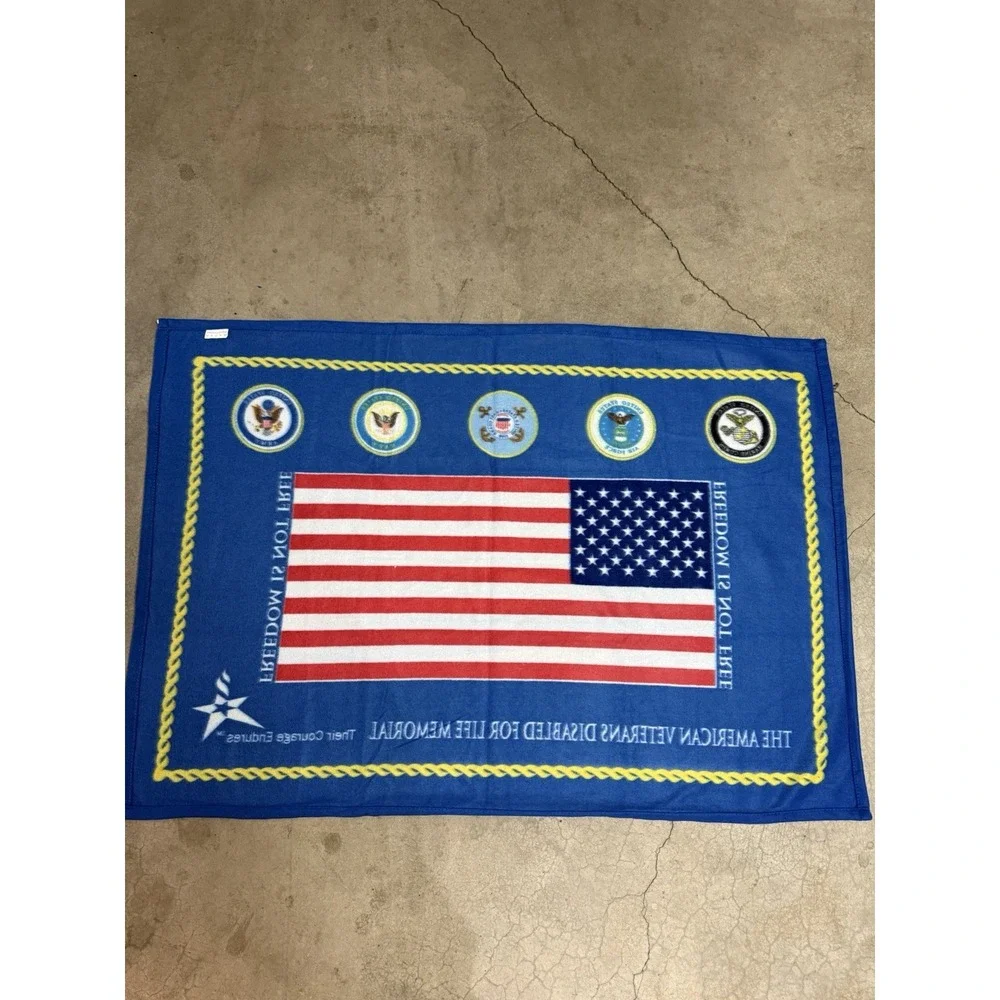 THE AMERICAN VETERANS DISABLED FOR LIFE MEMORIAL Fleece Throw Blanket 32x48 navy